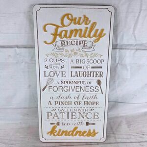 Our Family Recipe Wood Sign Wall Art Kitchen Decor Inspirational Quotes